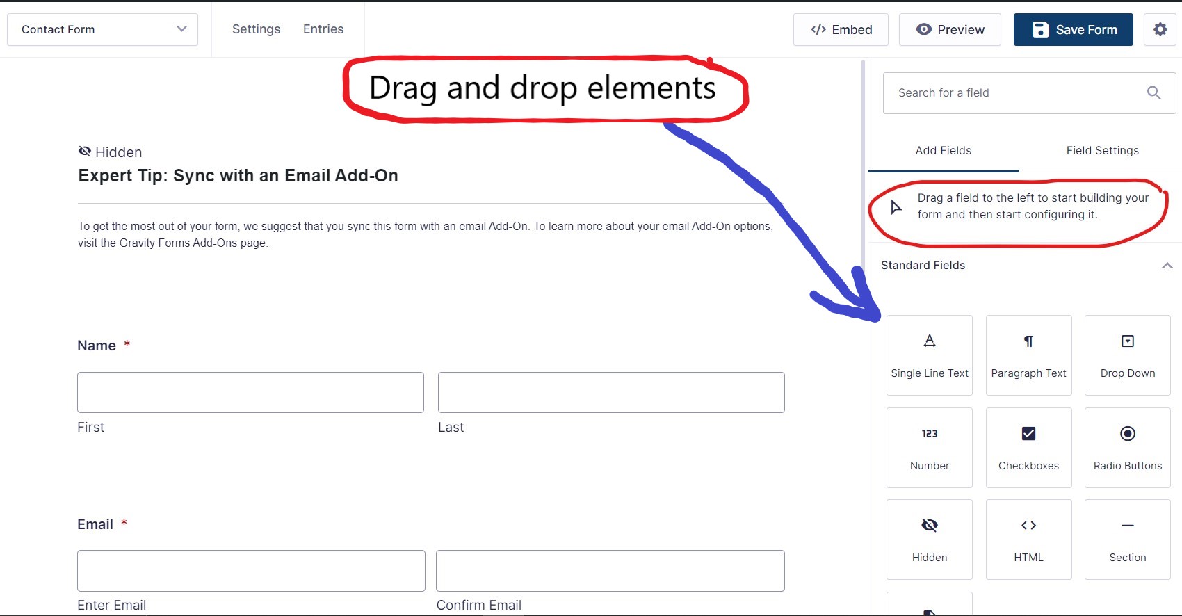 Gravity forms drag and drop builder