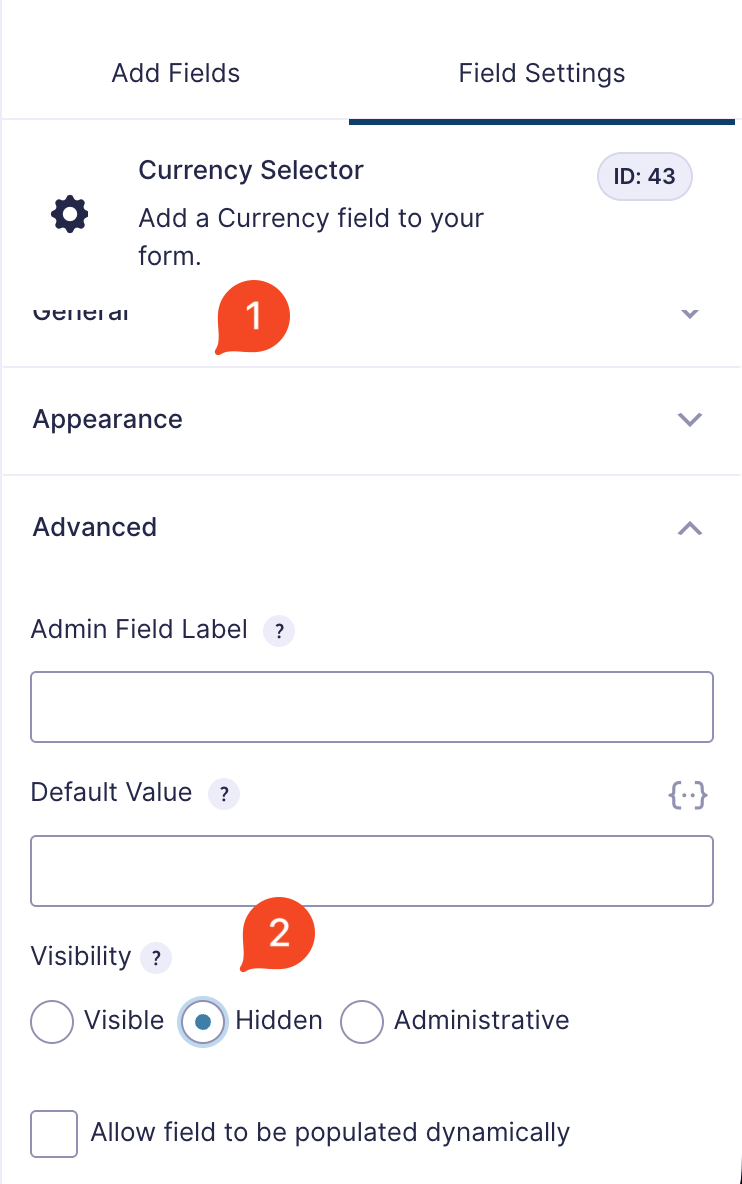 Hide currency field